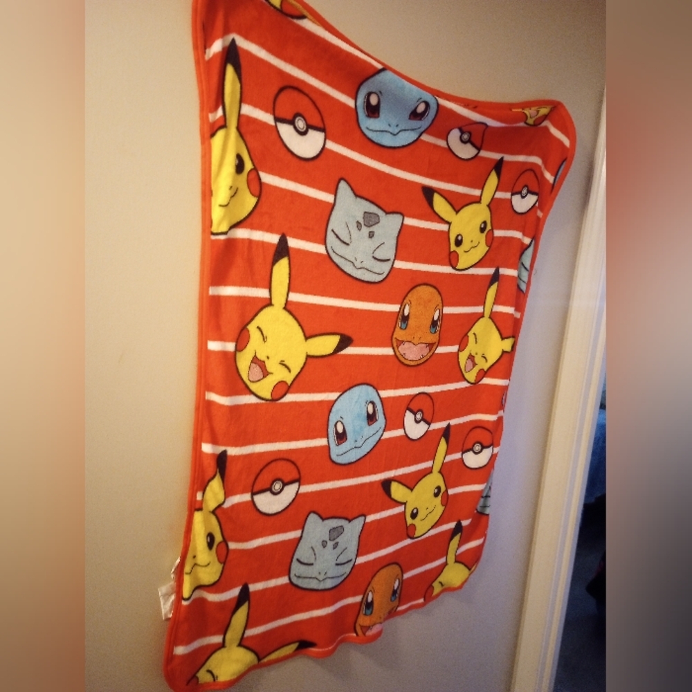 Pokemon Fun Faces Lap Throw Approximately 34 1/2 x 44"